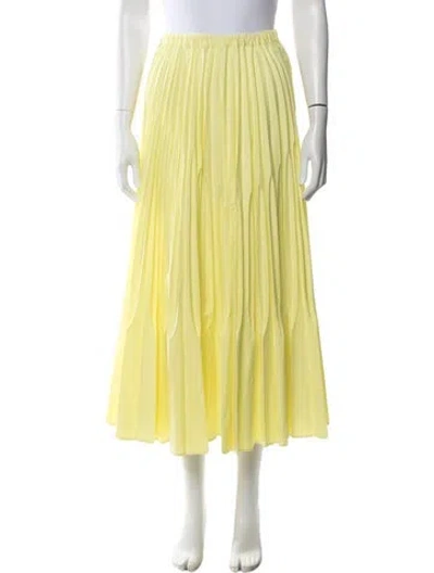 Pre-owned Beatrice B Pleated Accents Midi Length Skirt In Yellow