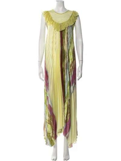 Pre-owned Beatrice B Printed Long Dress In Yellow
