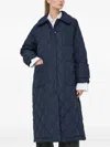Beatrice B Quilted Diamond-pattern Coat In Blue