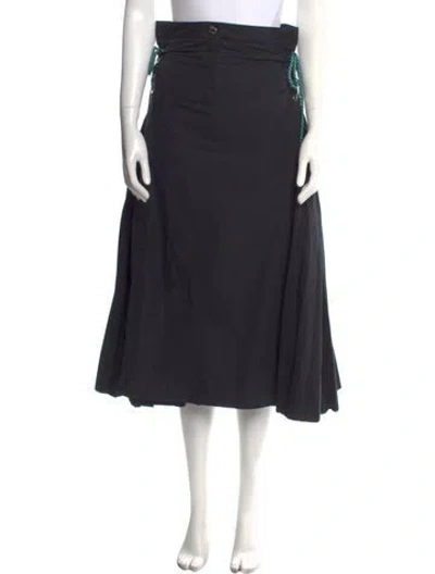 Pre-owned Beatrice B Raw-edge Trim Midi Length Skirt In Blue