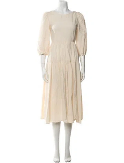Pre-owned Beatrice B Scoop Neck Midi Length Dress In Neutral