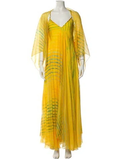 Pre-owned Beatrice B Silk Long Dress In Yellow