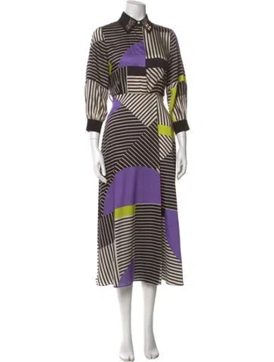 Pre-owned Beatrice B Striped Long Dress In Black