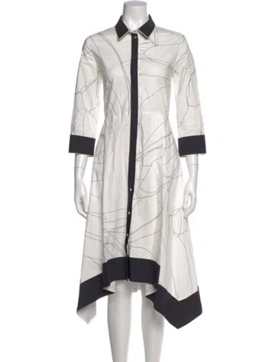 Pre-owned Beatrice B Striped Long Dress In White