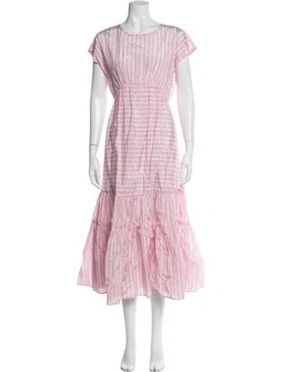 Pre-owned Beatrice B Striped Midi Length Dress In Pink