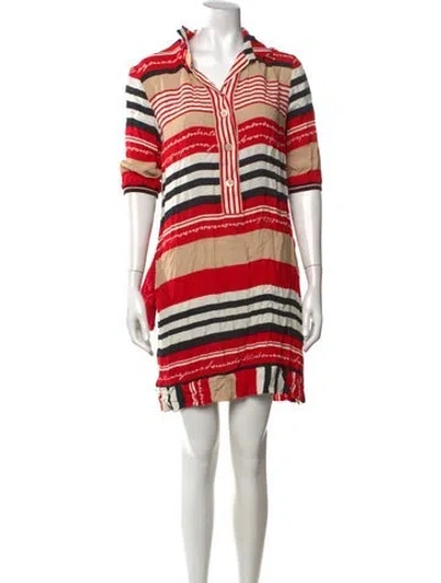 Pre-owned Beatrice B Striped Mini Dress In Red