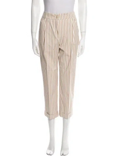 Pre-owned Beatrice B Striped Straight Leg Pants In Brown