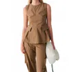 Beatrice B Structured Sleeveless Top In Beige In Multi