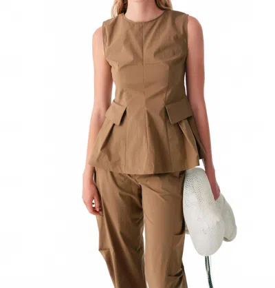 Beatrice B Structured Sleeveless Top In Beige In Multi