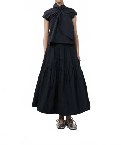 Beatrice B Taffeta Tiered Skirt In Noir In Black