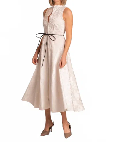 Beatrice B Textured Floral Button Front Dress In White In Neutral