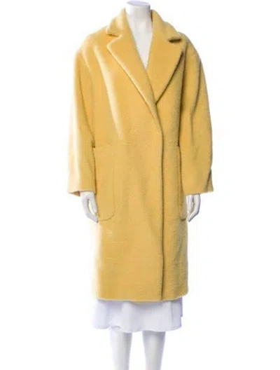 Pre-owned Beatrice B Virgin Wool Faux Fur Coat W/ Tags In Yellow