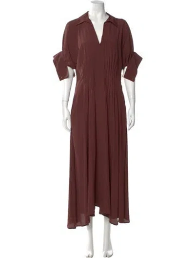 Pre-owned Beatrice B V-neck Long Dress In Brown