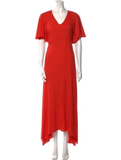 Pre-owned Beatrice B V-neck Long Dress In Orange