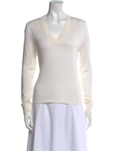 Pre-owned Beatrice B V-neck Long Sleeve Top In Neutral