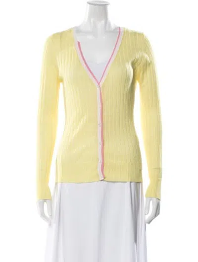 Pre-owned Beatrice B V-neck Long Sleeve Top In Yellow