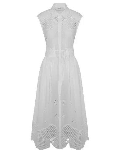 Beatrice B White 6675 Ri918 Midi Dress