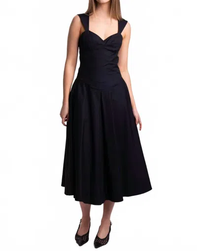Beatrice B Wide Strap Timeless Midi Dress In Black