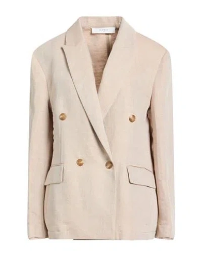 Beatrice B Beatrice .b Woman Blazer Sand Size 12 Linen, Cotton In Gold