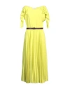 Beatrice B Beatrice .b Woman Midi Dress Lime Green Size 2 Polyester, Viscose, Cow Leather