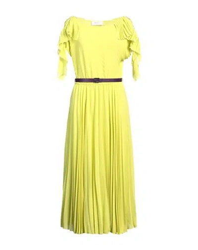 Beatrice B Beatrice .b Woman Midi Dress Lime Green Size 2 Polyester, Viscose, Cow Leather In Green