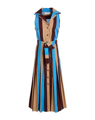Beatrice B Beatrice .b Woman Midi Dress Azure Size 4 Cotton In Blue
