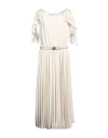 Beatrice B Beatrice .b Woman Midi Dress Ivory Size 4 Polyester, Viscose, Cow Leather In White