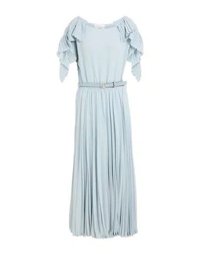 Beatrice B Beatrice .b Woman Midi Dress Sky Blue Size 2 Polyester, Viscose, Cow Leather