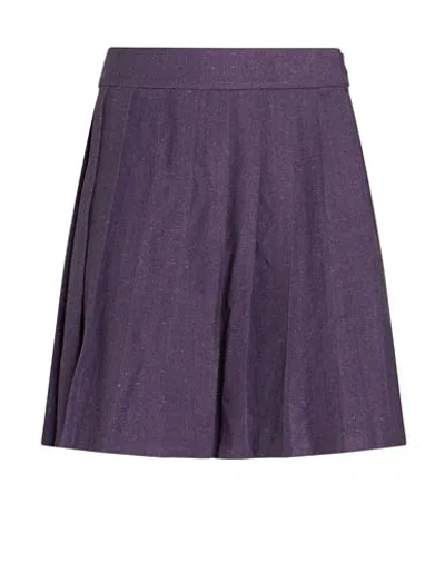 Beatrice B Beatrice .b Woman Mini Skirt Purple Size 6 Virgin Wool, Polyester, Viscose, Elastane