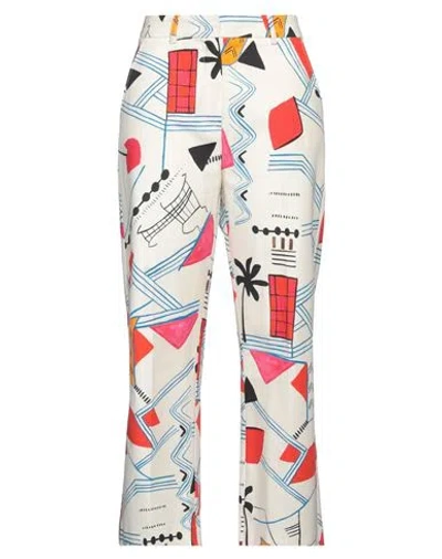 Beatrice B Beatrice .b Woman Pants Cream Size 8 Cotton In Multi