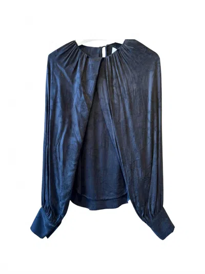 Beatrice B Women's Drape Blouse In Obsidian In Blue