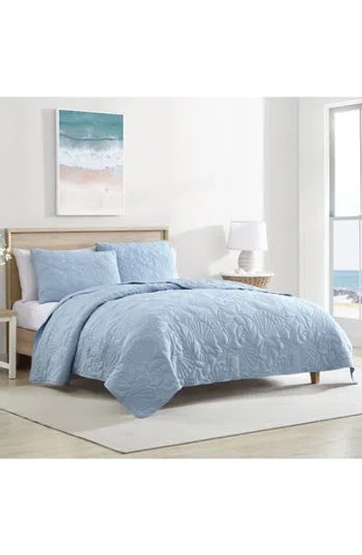 Beatrice Home Fashions Caribbean Joe Solid Outlined Shell Quilt Set