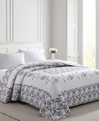 Beatrice Home Fashions Carnation Embroidered Bedspread, Full In Lavender