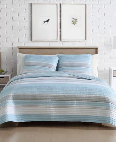Beatrice Home Fashions Coralinn Stripe 3-pc. Quilt Set, Full/queen In Blue