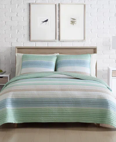 Beatrice Home Fashions Coralinn Stripe 3-pc. Quilt Set, King In Green