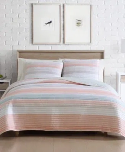 Beatrice Home Fashions Coralinn Stripe Quilt Sets In Blue,gray