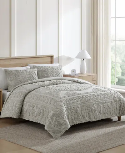 Beatrice Home Fashions Emblem Chenille 3-pc. Comforter Set, Queen In Gray