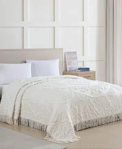 Beatrice Home Fashions Lotus Chenille Lightweight Bedspread, Full In White