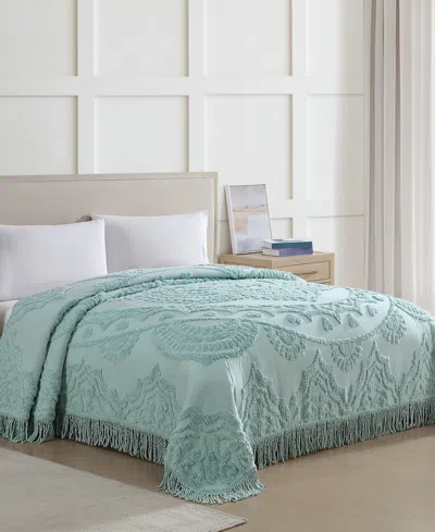 Beatrice Home Fashions Lotus Chenille Lightweight Bedspread, Twin In Blue