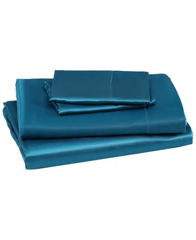 Beatrice Home Fashions Luxurious Satin 3-pc. Sheet Set, Twin In Blue