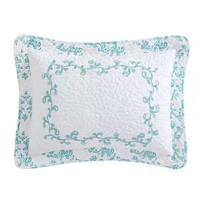 Beatrice Home Fashions Mafalda Embroidered Pillow Sham In Blue