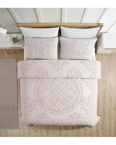 Beatrice Home Fashions Medallion Chenille Bedspread In Blush