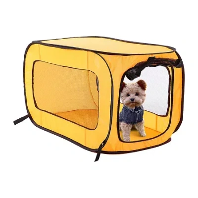 Beatrice Home Fashions Solid Pop Up Kennel Dog Crate In Yellow