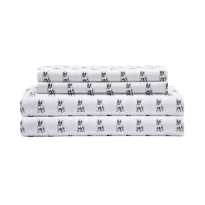 Beatrice Home Fashions Whimsical Print Sheet Set In Bulldog White