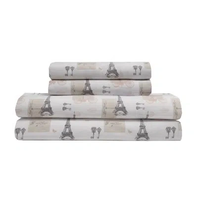 Beatrice Home Fashions Whimsical Print Sheet Set In Gray