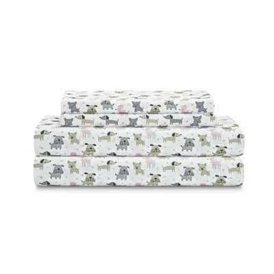 Beatrice Home Fashions Whimsical Print Sheet Set In Gray