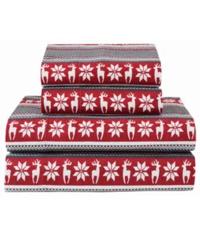 Beatrice Home Fashions Winter Nights Cotton Flannel Sheet Sets In Penguins