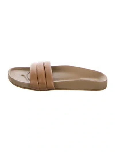 Pre-owned Beatrice Valenzuela Leather Slides In Neutral