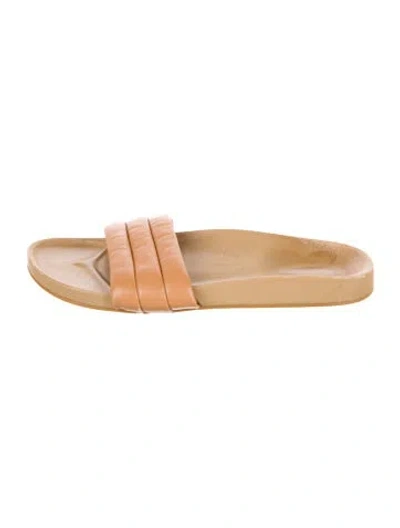 Pre-owned Beatrice Valenzuela Leather Slides In Neutral