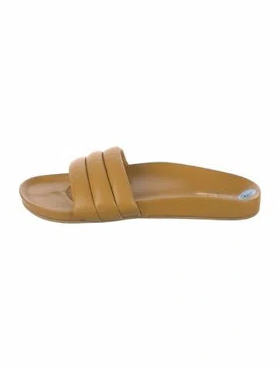 Pre-owned Beatrice Valenzuela Leather Slides In Yellow